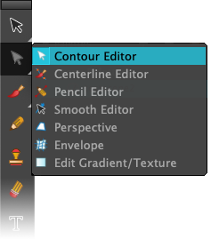 Contour editor tool within toolbar