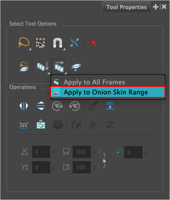 Apply to Onion Skin Range button