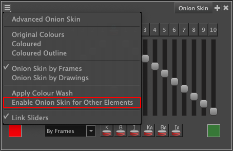 Onion skin window enable for other elements