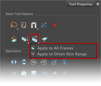 Apply to All Frames/Onion Skin Range - Tool Properties