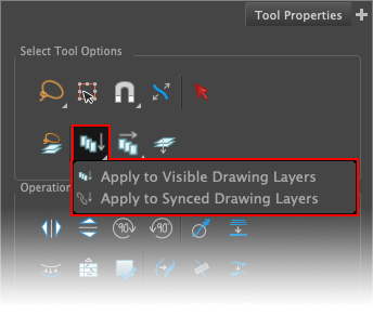 Apply to visible/synced drawing layers - Tool Properties